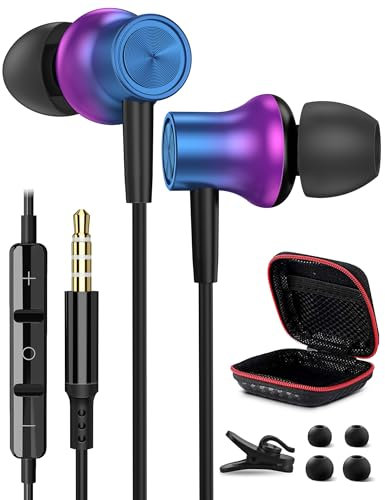 Earphones Wired In-Ear Radio Headphone Wired Earbuds 3.5mm Jack Noise Isolating Headset with Mic Remote Control Noise Isolating for Samsung A06/A15/A05s/A05/A12/A25 for Redmi Note 13 14S A3 Honor X6c