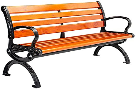 Gartenbank für die Terrasse, wetterfest, aus Holz, mit Armlehnen und Rückenlehne, für 1–3 Personen, Park, Straße, Ruhebereich im Einkaufszentrum (Farbe: A mit Rückenlehne, Größe: 150 cm)