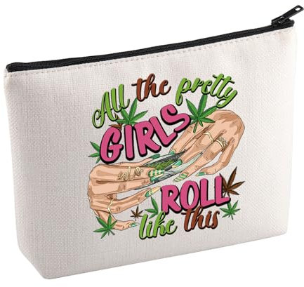 KUIYAI Kulturbeutel für Liebhaber von Unkrautblättern, Cannabis-Geschenk, 420 Stück, Geschenkrolle, Unkraut-Make-up-Tasche für rauchende Mädchen, RollLikeThis Mup, Kosmetiktasche