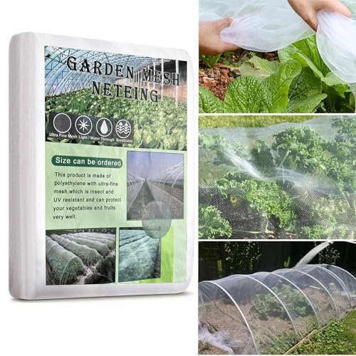 Malla Anti Insectos Reforzada para Plantas 3m x 10m, Red de Jardín de PE Fina y Cortable, Malla Antipájaros para Huerto, Invernadero, Verduras, Frutas y Flores