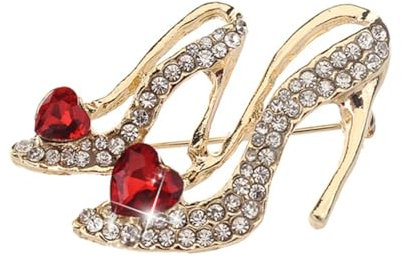 COLLBATH Zierliche Strass-herz-hochschuh-brosche Aus Robustem Portabler Modeschmuck Für Damenkleidung Eleganter Anstecker Mit Feiner Verarbeitung Und Funkelnden Kristallen Als Stilvolle