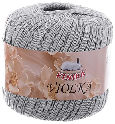 Häkelgarn Violka 50g Baumwolle tlw. recycled Klassikgarn Filetgarn unifarben, Farbe:hellgrau
