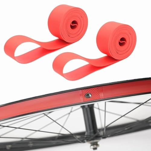2 Pieces Road Bike Tyre Liners Bicycle Tire Liners, Mountain Bike Inner Tube Protectors Bicycle Tube Flat Protectors, Anti-Puncture Inner Tube Protection Tapes Compatible with 700 C (Red)
