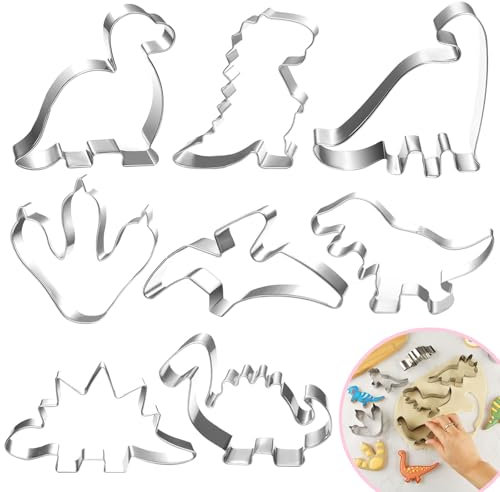 8 pièces de dinosaures emporte-pièces ensemble de biscuits pour les enfants, emporte-pièces moule à biscuits en acier inoxydable dinosaures emporte-pièces biscuits pour les enfants Dino Party