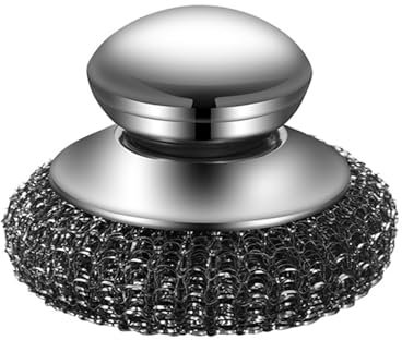 Stahlwolle-Schrubber, Metall-Geschirrschrubber, Stahlwolle, Edelstahl-Schrubber mit Griff, multifunktionales Geschirrschüssel-Waschwerkzeug für Zuhause, Küche, klein