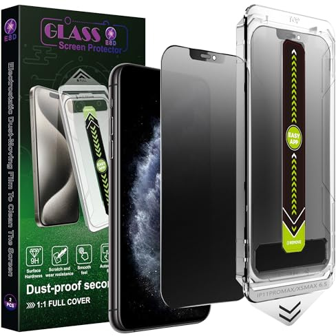 SY SHANGYAN 2 Pack Matte Privacy Screen Protector for iPhone 11 Pro Max/XS Max (6.5), 9H Tempered Glass, Anti-Spy, Anti-Glare, Full Coverage, Anti-Fingerprint, Auto Dust Removal, Bubble-Free