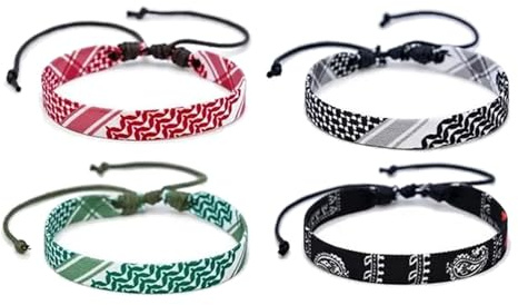 ZORESCOLEO 4-teiliges arabisches gewebtes Armband-Set, vielseitig einsetzbar, arabisch inspiriert, gewebtes Armband-Set für Verabredungen und Freizeitkleidung, Width 1cm, Polyester