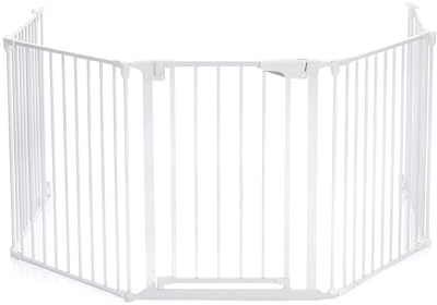Fillikid Absperrgitter Exclusiv, 5-teilig, bis 3,2m | Treppenschutzgitter ohne Bohren, für Kamin, Treppen, mit Türfunktion, individuell anpassbar