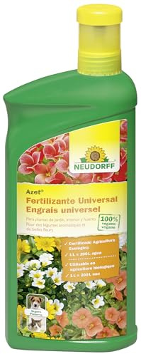 Neudorff Azet Fertilizante Universal – Abono líquido 100% vegano para un crecimiento sano de las plantas de jardín, interior y huerto, 1 litro