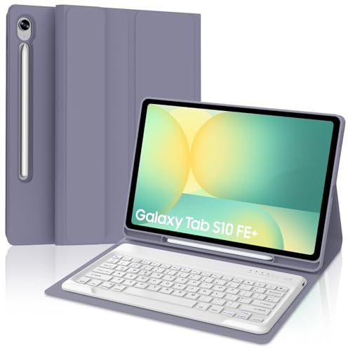 IVEOPPE Keyboard Case for Samsung Galaxy Tab S10 FE Plus 13.1 inch 2025, Case Keyboard for Galaxy Tab S10 FE+, Cover with Magnetically Detachable Keypad for Samsung S10fe+ Tablet 13.1'', Purple