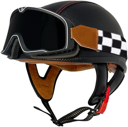 Casco Scodella Portatile Mezzi Caschi Jet Mezzo, Caschi Da Motociclista Vintage Caschi Cromwell, Caschi Casco A Scodella Scooter Motorino ECE/DOT Omologato Mezzo Elmetto Da Moto 26,XL