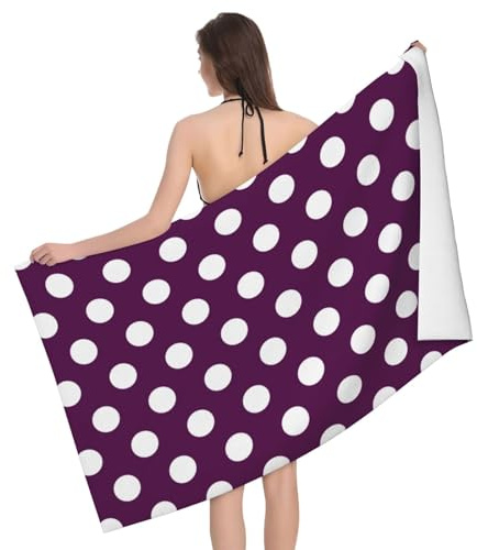 Asciugamano da spiaggia con stampa a pois viola (2) ad asciugatura rapida, in microfibra, grande, da viaggio, piscina, bagno, 132 x 81,3 cm, accessori essenziali per la spiaggia