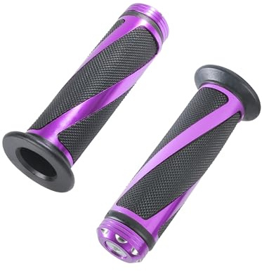 Xibao Manopole Moto,Manopole in CNC Alluminio 7/8 Manubrio,Universale Impugnatura Antiscivolo in Gomma,Adatto alla Maggior Parte di Motociclette, Scooter,Quad Cruiser,Off Road,Biciclette,ecc (Viola)