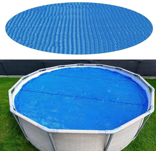 Solar Pool Cover Round 8ft, Paddling Pool Heater Cover, Hot Tub Bubble Thermal Pad, Floating UV Protection Thermal Blanket Reusable Dustproof Hot Tub Accessories