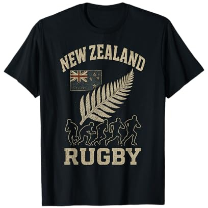 Neuseeland-Flagge, Rugby, Silberfarn T-Shirt
