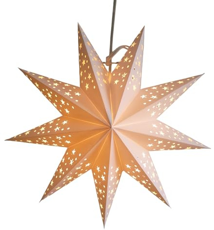 Lanterna a forma di stella di carta, paralume a nove punte, con ritagli decorativi, copertura per lanterna natalizia per camera da letto, Natale, spazi esterni, casa, design leggero, facile da usare