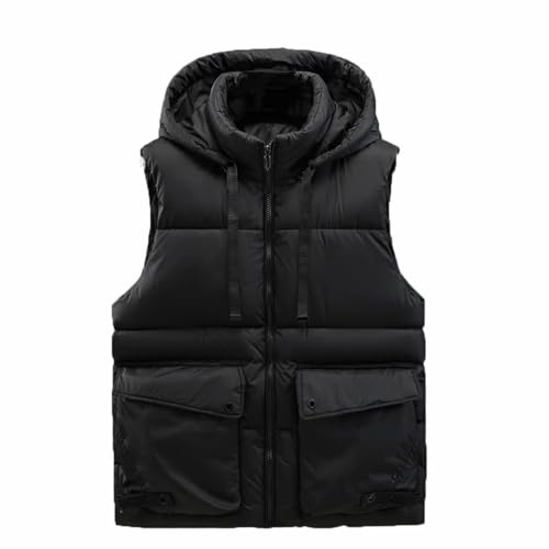 Chaleco Hombre Chaquetones de Invierno de Esqui Elegante Exteriores Sin Mangas Abrigo de Invierno Chaqueta Hombre Trabajo Chaleco de Trabajo Entretiempo Casaca Homem Negro L