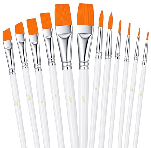 12Pcs Cake Painting Brush Set Professional Watercolor Brushes Food Safe Paint Brushes Candy Decorating Brush for Cookie Cake Pastry Baking Fondant Decoration