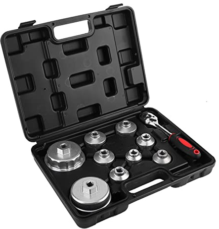 RASTKY Jeu de Clés de Capuchon de Filtre à Huile en Alliage de Vanadium, Stockage Portable et Sûr, Jeu de Dissolvant de Filtre à Huile 10 Pièces pour Garage de Voiture