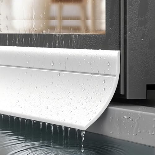 Protector contra la lluvia for borde exterior de ventana de 3m/5m/10m, barra meteorológica autoadhesiva, barra meteorológica impermeable de 35mm y 45mm de ancho(White,45mm*10M)
