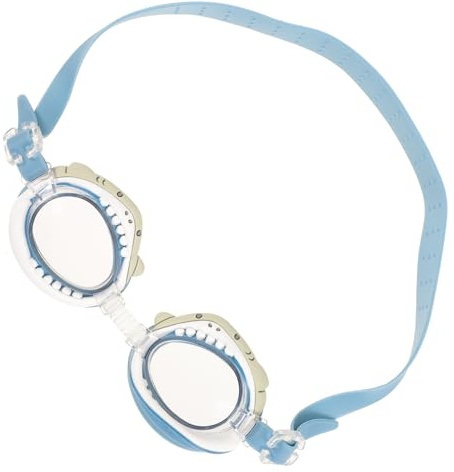 Luxshiny Lunettes de Natation pour Garçon et Filles en Silicone Souple, Étanches et Anti-buée, Taille Moyenne, Design Requin Bleu Mignon, Adaptées la Piscine et Sports Nautiques,