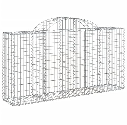 Nqyjm Gabion Gabion Cesti per gabbioni Arcuati 3 pezzi 200x50x100/120 cm Ferro Zincato, Recinzione Decorativa Giardino Griglia Metallo per Arredamento Esterno Cortile LH2A