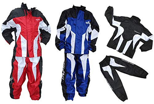 WULF STRATOS GLOVES Wulfsport Kids Race MX Wet Weather Over Motocross Suit Children Motorbike Top & Pants Set - Blue 5-7 years