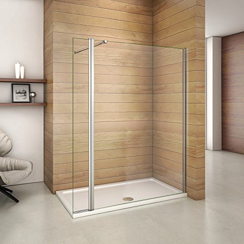 Paroi de douche 120x200cm avec un volet retour en 30cm paroi de douche à l'italienne avec une barre de fixation extensible