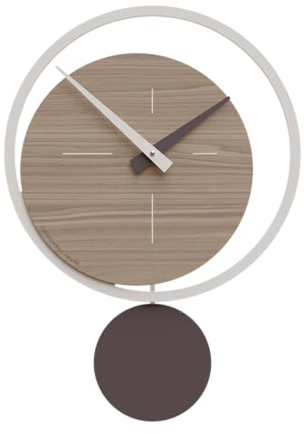 CalleaDesign Orologio a Pendolo Moderno da Parete Design Elegante e Contemporaneo 51x36 cm [Noce Canaletto]