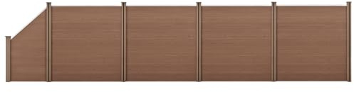 neu.holz WPC Gartenzaun mit abgeschrägtem Zaunelement 183x799cm Braun Sichtschutz Windschutz Lamellenzaun Zaun Schrägelement