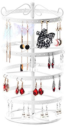 Judy1980 Porte-Bijoux Porte-Bijoux à 4 Niveaux, Noir tournant 92 Paires Porte-Boucles d'oreilles ~ Support pour Organisateur de Collier ~ présentoir de Bijoux Tours
