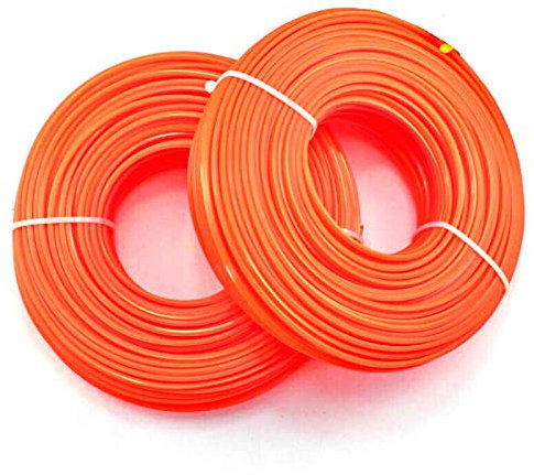BE-TOOL Trimmerdraht, 2,4 mm x 15 m, Nylon, Rasentrimmer, langlebige Nylon-Trimmerfäden für Rasentrimmer, elektrisch (2 Stück)