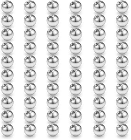 Rajnard 60pcs Piercing Ball 316L Bolas de Repuesto de Acero quirúrgico para Piercing del Ombligo Lengua Pezón Oreja Labio Septum 14G 8mm Mujeres Hombres