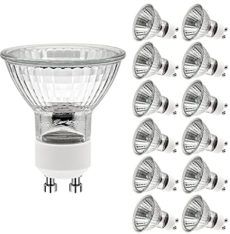 Simusi GU10 Halogen Spotlight Bulbs 50W - 12 Pack Dimmable 2 Pin Light Bulbs, 230V 2700K 500LM for Track & Recessed Lighting With Long Lasting Lifespan