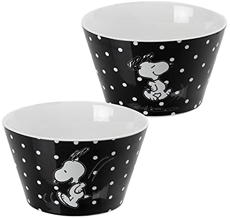 United Labels The Peanuts Müslischale - Snoopy Schüssel Schale Schwarz mit Punkten aus Porzellan 500 ml