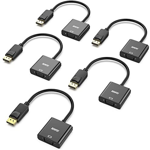 BENFEI DisplayPort to VGA 5 Pack, Gold-Plated DP to VGA Adapter (Male to Female) Compatible for Lenovo, Dell, HP, ASUS
