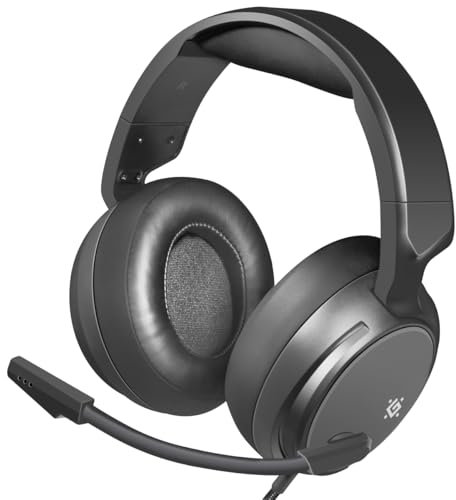 Defender® Shadow Gaming Headset – 3,5 mm Klinke, Over-Ear, 50 mm Treiber, Flexibles Mikrofon, Lautstärkeregler, Metall-Kopfbügel, PC Headset mit Mikrofon, Kompatibel mit PS5, Xbox, Switch & PC