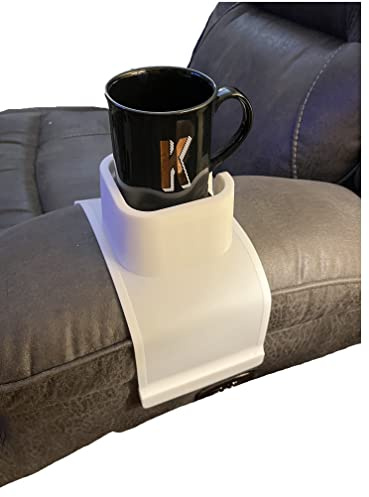 Cup Holder for Hot tub, Sofa or Couch Arm, Bath. This Wonderful Slip Resistant Silicone Holder can Hold Coffee Mugs, Wine Glasses, Water Bottles, Beer and Soda Cans, TV Remote and Much,More (White)