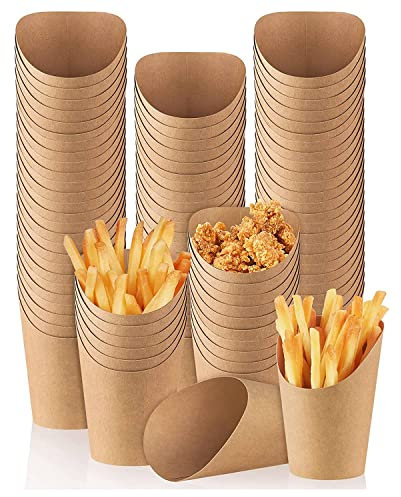 GYSURYB 100 PièCes Porte-Frites Gobelets 14 Onces Jetables à Emporter FêTe Fournitures de Cuisson Papier BoîTes à Pop-Corn Marron