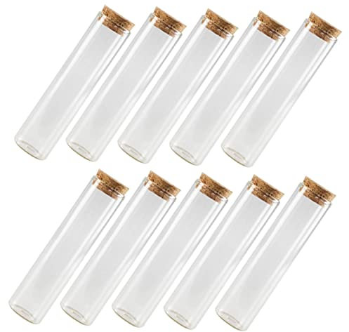 STOBOK 10pcs Glass Bottles Cork Lids for Kitchen Storage Terrarium Tube Use As Wedding Favors for Candy Items