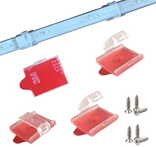 ATB- LED Strip Clips for IP67/IP68 Waterproof LED Strip Light Which are 12mm- 14.5mm Width and 2.7mm-4mm Thickness,Self-Adhesive and Screws Double Installations.100Pack