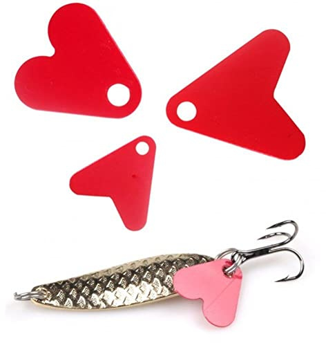 Vepoty Angeln Attraktor Spinner Klingen 300 stücke Kunststoff Fischschwanz Kleine Rote Herz Stück Gefälschte Köder Pailletten DIY Angeln Lockt Zubehör
