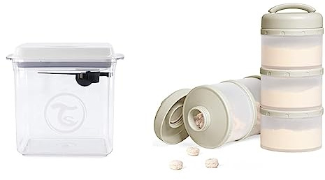 Twistshake Milchpulver Aufbewahrung Behälter mit Löffel 1700 ml & Termichy Milchpulver Portionierer Baby Stapelbar Milchpulver Aufbewahrungsbox 2 Stück (Warmes Grau)