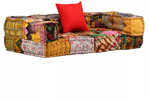 Homgoday Modularer 2-Sitzer-Sofa aus Patchwork-Stoff, bequeme Schlafsofakissen, Schlafsofa, Wohnzimmer, Couch, Bodensofa für Wohnzimmer, Balkon, Schlafzimmer