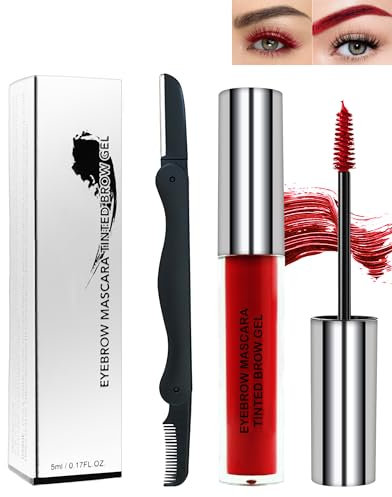 Gel pour sourcils rouge - Gel liquide teinté - Volumisation et remplissage des sourcils - Hautement pigmenté - Kit de maquillage pour cosplay Party09