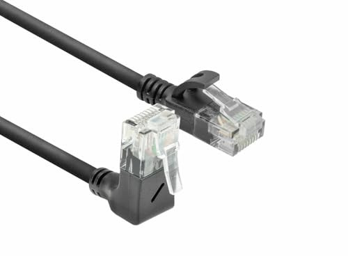 ACT DC4902 - Câble Réseau CAT6A Coudé à 90° Vers le Haut - U/UTP LSZH - LAN Fin 3,6 mm - Ethernet Flexible Avec Fiche RJ45 - Pour Centres de Données, 2 m