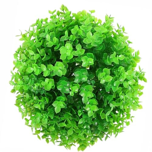 WYLFYJP Grüne Pflanzendekoration mit Blumen und Grünpflanzen, Heimdeckenlandschaft, Grasball, künstlicher hängender Formschnittball, 20 cm, Formschnittbälle, künstlich, for den Außenbereich(60cm)