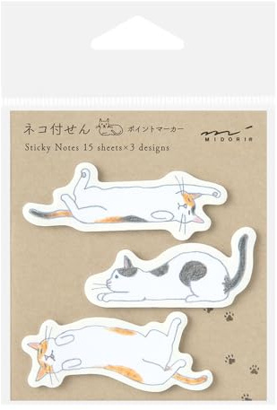 Midori 19090006 Haftnotizen Haftnotizen Haftpapierspitze Stretch Katze Muster