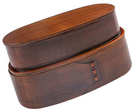 PRETYZOOM 1pieza Contenedor De Comida Bento Japonés Caja De Almuerzo Portátil De Madera Para Sushi Para y Oficinistas Marrón