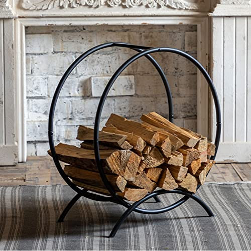 MYVVKIA Kaminholzregal 24 Zoll Brennholz-Holzkorb, runder Kaminholzhalter aus Stahl für den Innen- und Außenbereich, leicht zu montierender Stapelständer für die Lagerung von BRE